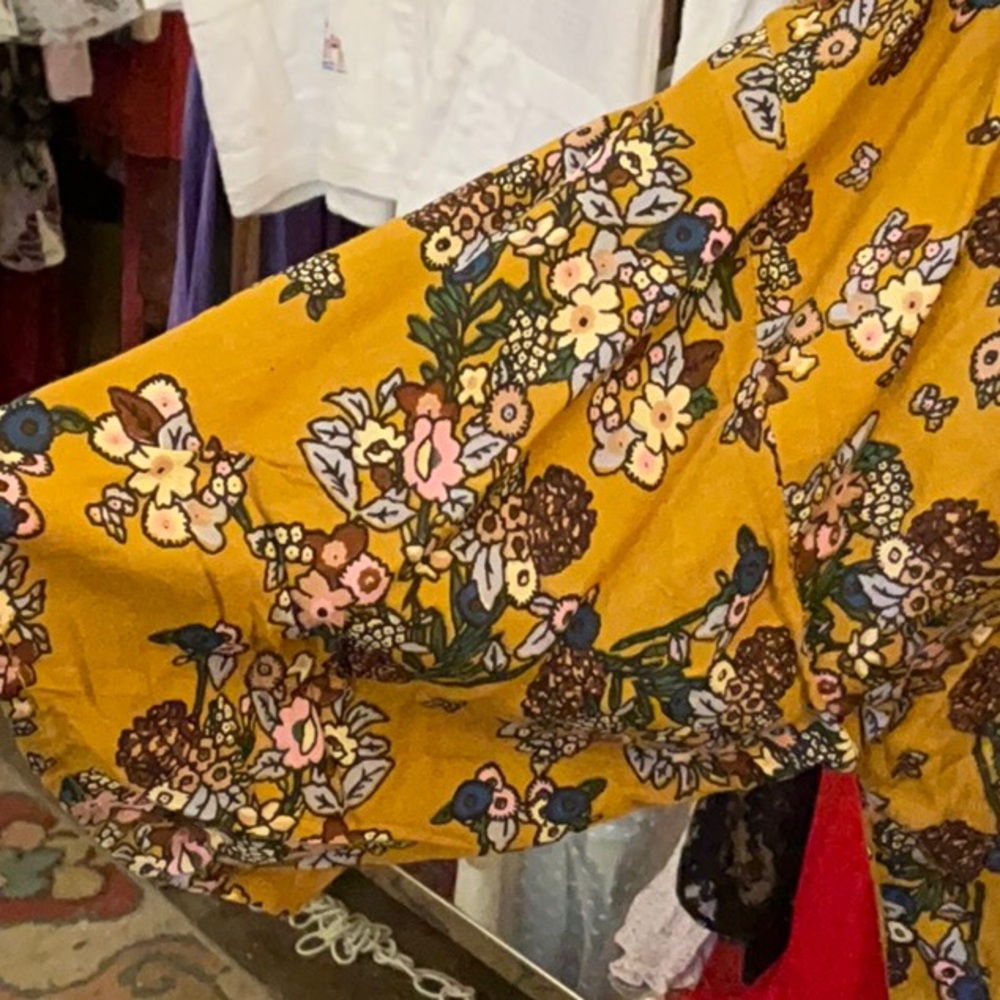 0094 Anandas Collection Yellow Floral Kimono W/ F… - image 4